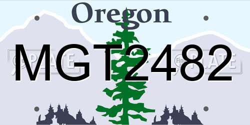 MGT2482 Oregon License Plate