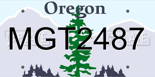 MGT2487 Oregon License Plate