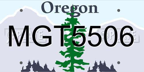 MGT5506 Oregon License Plate