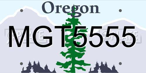 MGT5555 Oregon License Plate