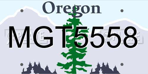 MGT5558 Oregon License Plate