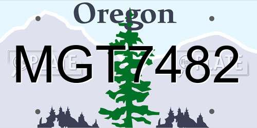MGT7482 Oregon License Plate