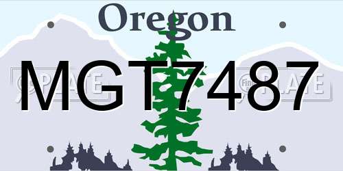 MGT7487 Oregon License Plate