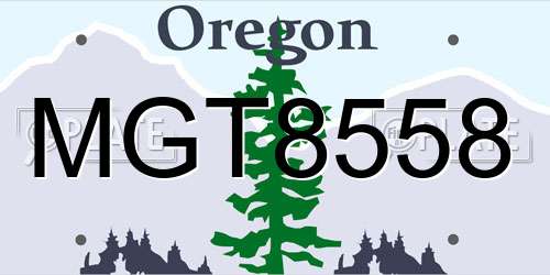 MGT8558 Oregon License Plate