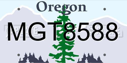 MGT8588 Oregon License Plate