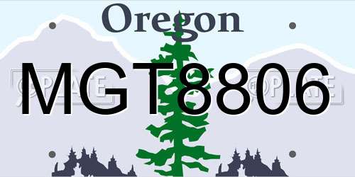 MGT8806 Oregon License Plate