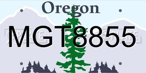 MGT8855 Oregon License Plate