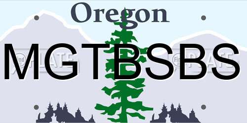 MGTBSBS Oregon License Plate