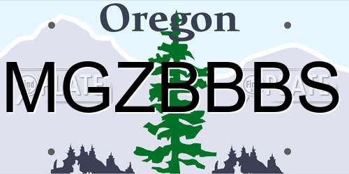 MGZBBBS Oregon License Plate