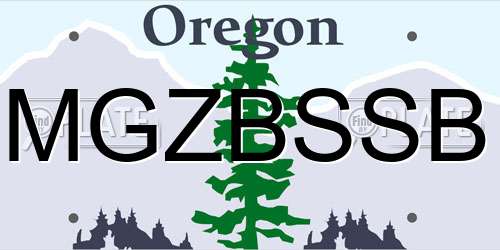 MGZBSSB Oregon License Plate
