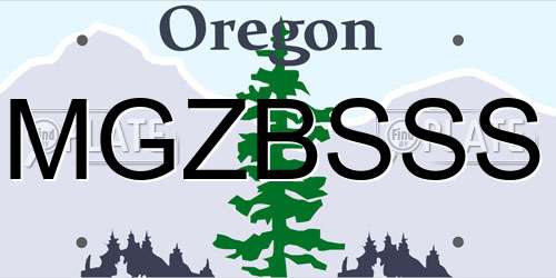 MGZBSSS Oregon License Plate