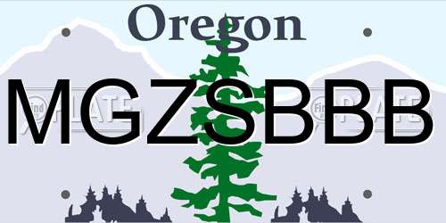 MGZSBBB Oregon License Plate