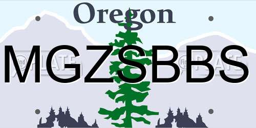 MGZSBBS Oregon License Plate