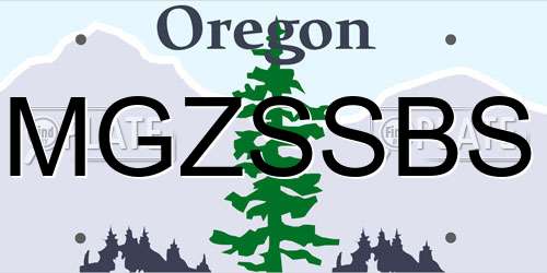 MGZSSBS Oregon License Plate