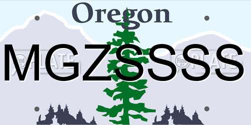 MGZSSSS Oregon License Plate