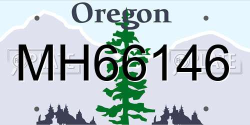 MH66146 Oregon License Plate