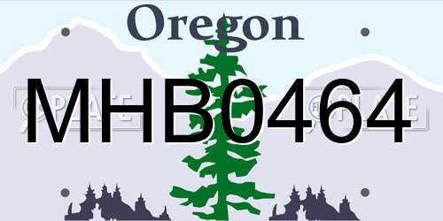 MHB0464 Oregon License Plate