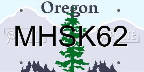 MHSK62 Oregon License Plate
