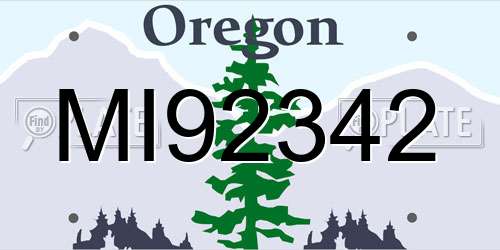 MI92342 Oregon License Plate