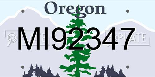 MI92347 Oregon License Plate