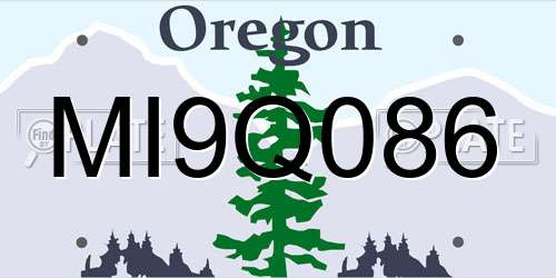 MI9Q086 Oregon License Plate