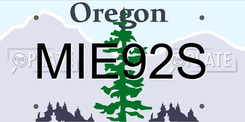 MIE92S Oregon License Plate