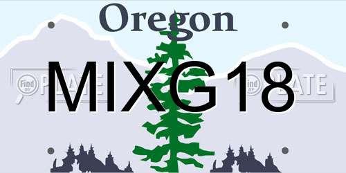 MIXG18 Oregon License Plate