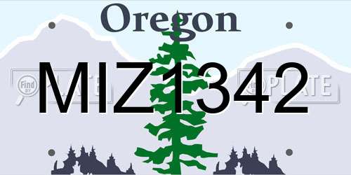 MIZ1342 Oregon License Plate