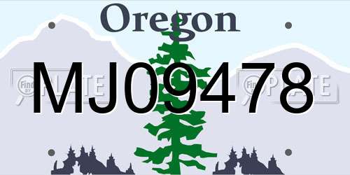 MJ09478 Oregon License Plate