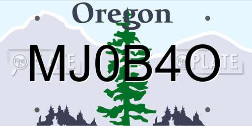 MJ0B4O Oregon License Plate