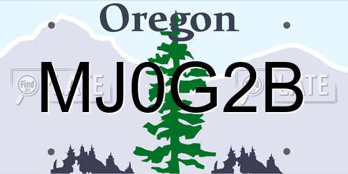MJ0G2B Oregon License Plate