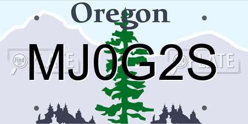 MJ0G2S Oregon License Plate