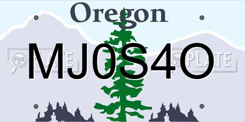 MJ0S4O Oregon License Plate