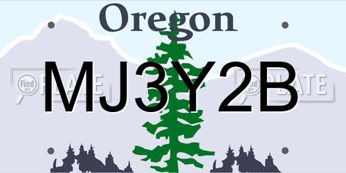 MJ3Y2B Oregon License Plate