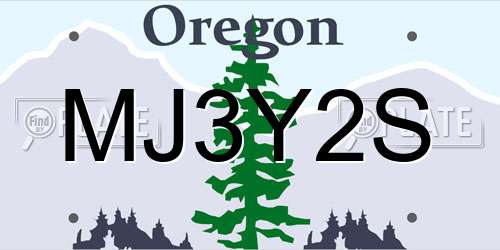 MJ3Y2S Oregon License Plate