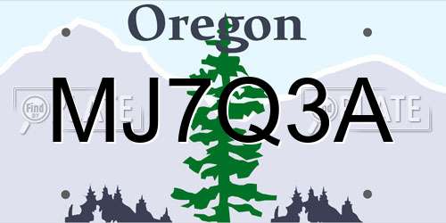 MJ7Q3A Oregon License Plate