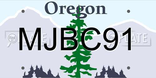 MJBC91 Oregon License Plate