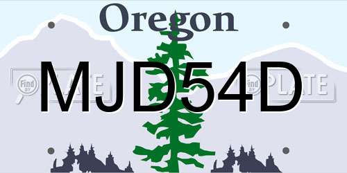 MJD54D Oregon License Plate