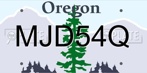 MJD54Q Oregon License Plate