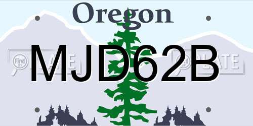 MJD62B Oregon License Plate