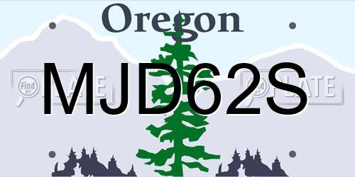 MJD62S Oregon License Plate