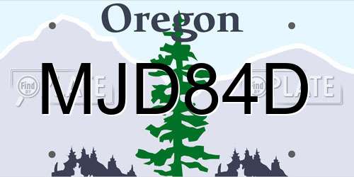 MJD84D Oregon License Plate
