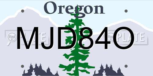 MJD84O Oregon License Plate