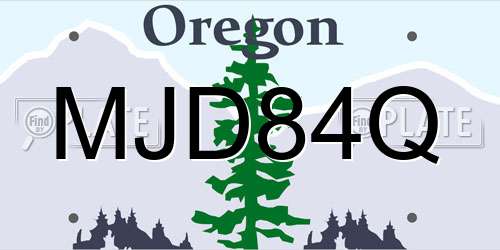 MJD84Q Oregon License Plate