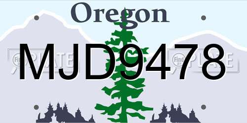 MJD9478 Oregon License Plate