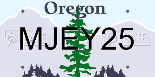 MJEY25 Oregon License Plate