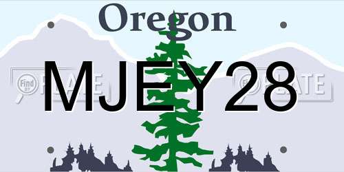 MJEY28 Oregon License Plate