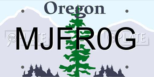 MJFR0G Oregon License Plate