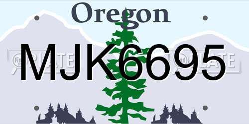MJK6695 Oregon License Plate