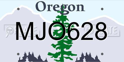 MJO628 Oregon License Plate